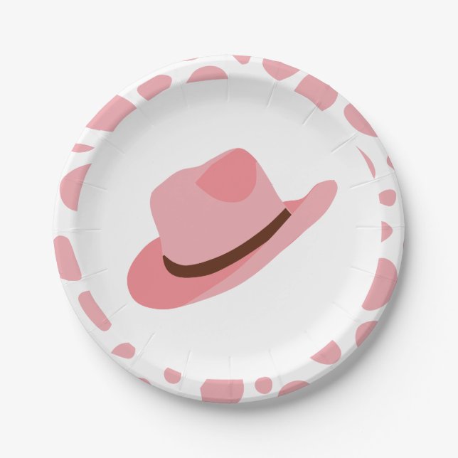 Western Rodeo Pink Cowgirl Birthday Paper Plate (Front)
