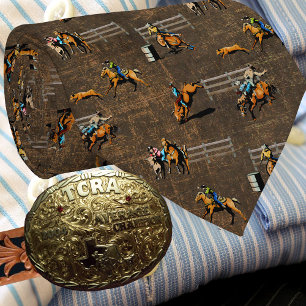 Western Rodeo Scene Cowboy Cowgirls Horses Tie