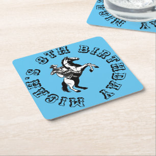 Western Rodeo Southern Ranch Cowboy on Horse Square Paper Coaster