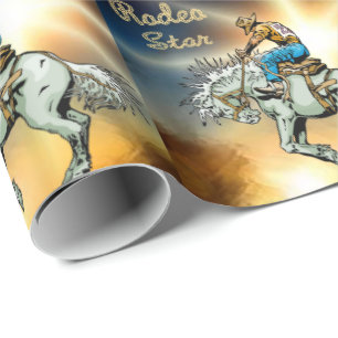 Western Rodeo Star Bronc Rider Wrapping Paper