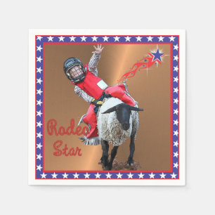Western Rodeo Star Mutton Busting Kid Napkin