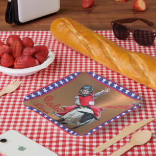 Western Rodeo Star Mutton Busting Kid Paper Plate