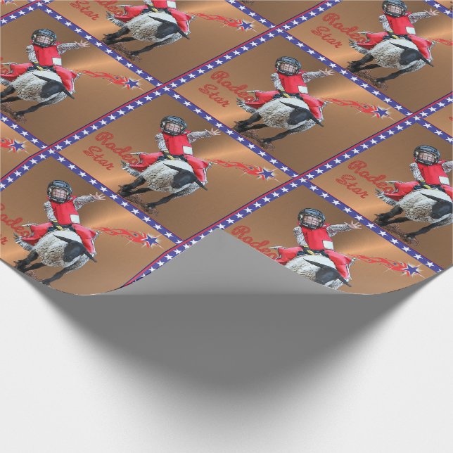 Western Rodeo Star Mutton Busting Kid Wrapping Paper (Corner)