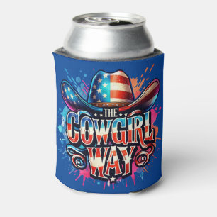 Western Rodeo The Cowgirl Way Red White And Blue Can Cooler