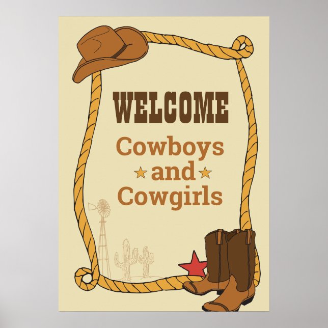 Western Rodeo Themed Party 1st Rodeo BirthdayParty Poster (Front)