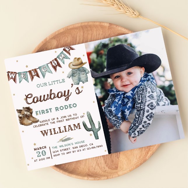 Western Rodeo Wild West Cowboy Birthday Photo Invitation (Creator Uploaded)