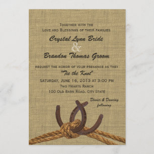 Western Rope and Horseshoes Wedding Invitation