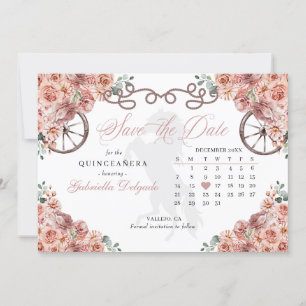 Western Rose Gold Charro Quinceañera Save The Date Invitation