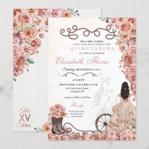 Western Rose Gold Princess Charra Quinceañera Invitation