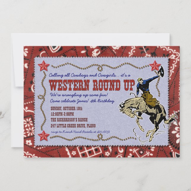 Western Round Up Party Invitation (Front)