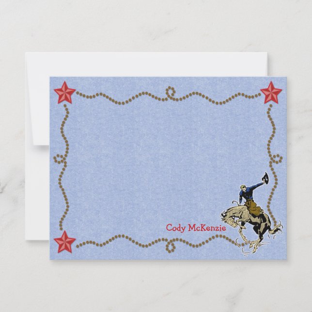 Western Round Up Personalised Flat Note Cards (Front)