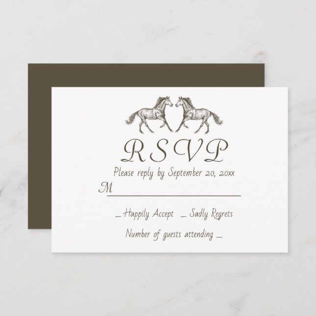 Western RSVP Wedding Horse Country Horses Rustic Invitation (Front/Back)