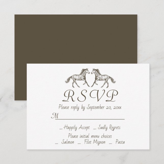 Western RSVP Wedding Horse Country Horses Rustic Invitation (Front/Back)
