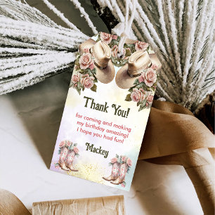 Western Rustic Birthday Party Thank You Favour Gift Tags