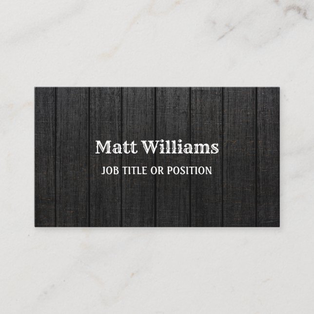 Western Rustic Black Wood Grain Business Card (Front)