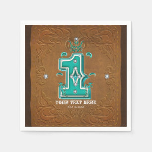Western Rustic Brown Leather Look & Diamonds 1 One Napkin