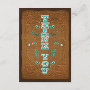 Western Rustic Brown Leather Look THANK YOU card