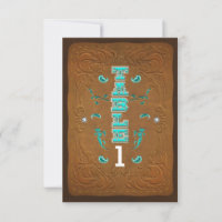 Western Rustic Brown Leather Party Table Number