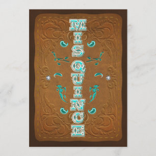 Western Rustic Brown & Turquoise MIS QUINCE 15 Invitation