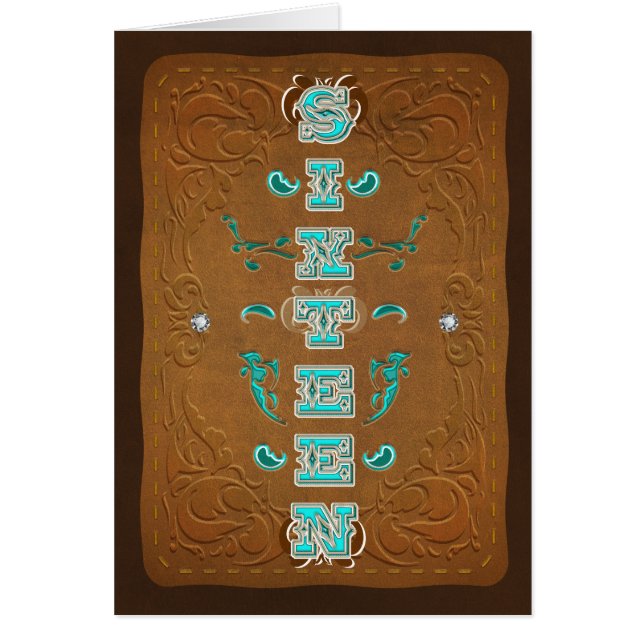 Western Rustic Brown & Turquoise SIXTEEN 16 (Front)