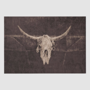 Western Rustic Bull Skull Brown Beige Old Country  Tissue Paper