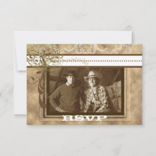 Western Rustic Chic Swirls Wedding RSVP Card