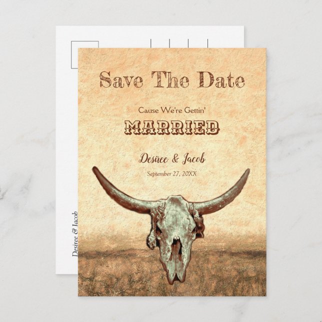  Western Rustic Country Beige Save The Date Postcard (Front/Back)