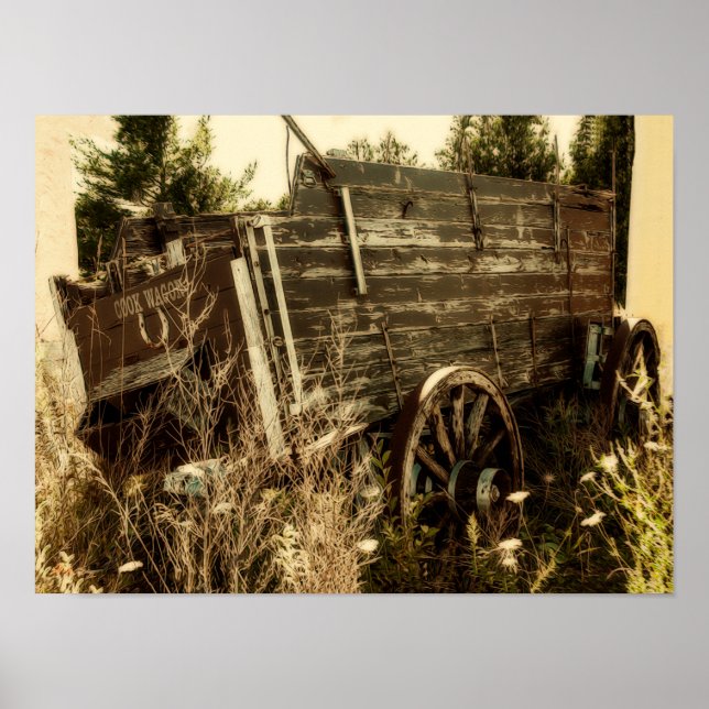 Western Rustic Country Brown Vintage Farm Wagon Poster (Front)