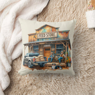 Western Rustic Country Feed Store  Cushion