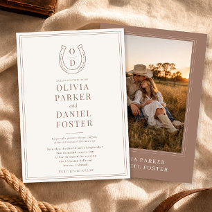 Western Rustic Country Photo Monogram Wedding Invitation