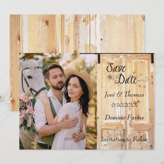 Western Rustic Country Photo Save the Date Invitation (Front/Back)