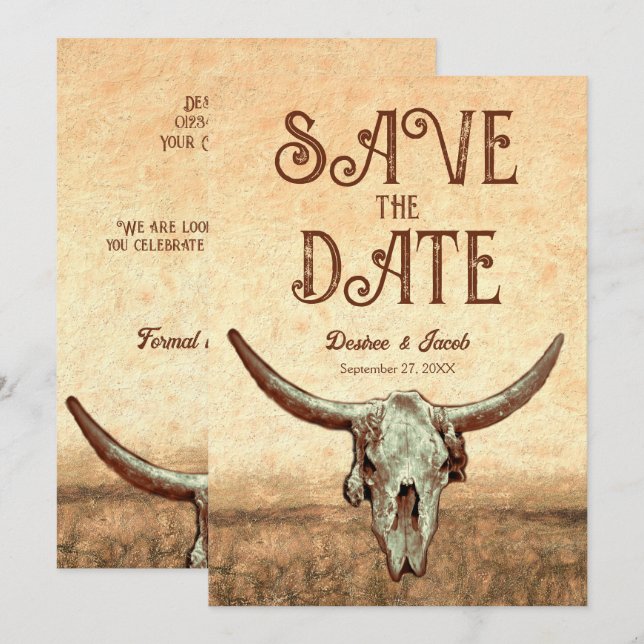 Western Rustic Country Rodeo Save The Date Invitation (Front/Back)