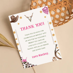Western Rustic Cowboy Birthday Party  Thank You Card