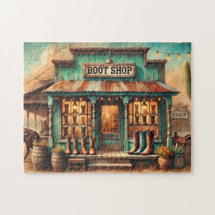 Western Rustic Cowboy Boot Shop Desert Storefront Jigsaw Puzzle