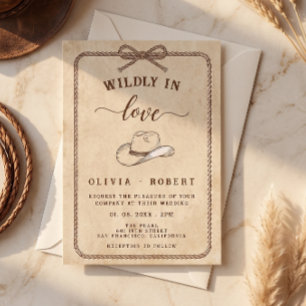 Western Rustic Cowboy Hat Wildly In Love wedding Invitation