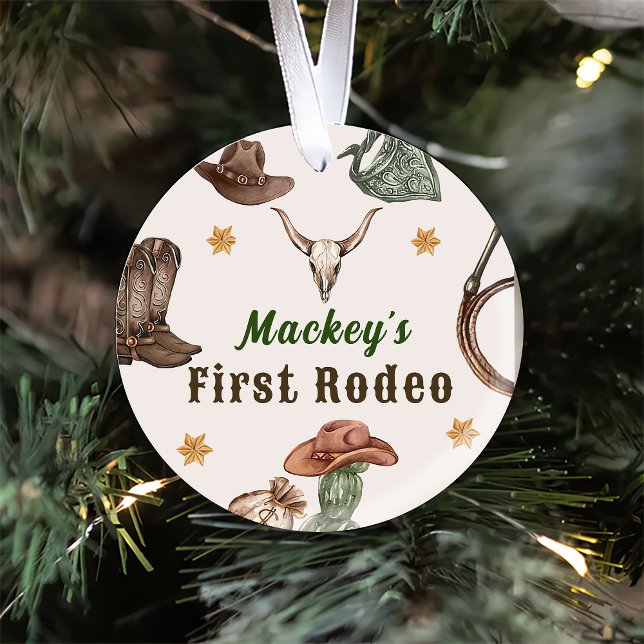Western Rustic First Rodeo Party Ceramic Tree Decoration (Creator Uploaded)