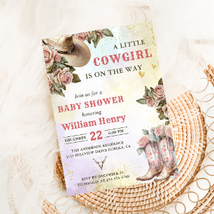 Western Rustic Floral  Baby Shower Party Invitation