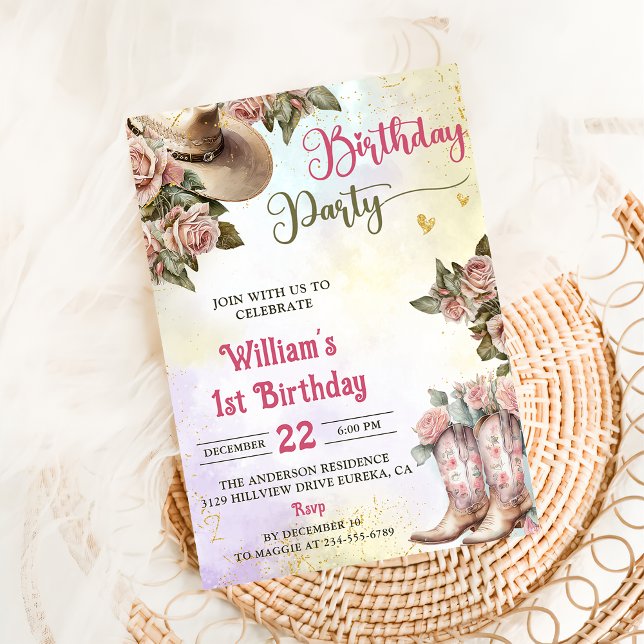  Western Rustic Floral Birthday Party Invitation (Creator Uploaded)