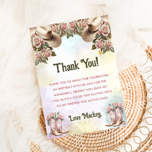 Western Rustic Floral Birthday Thank You Card