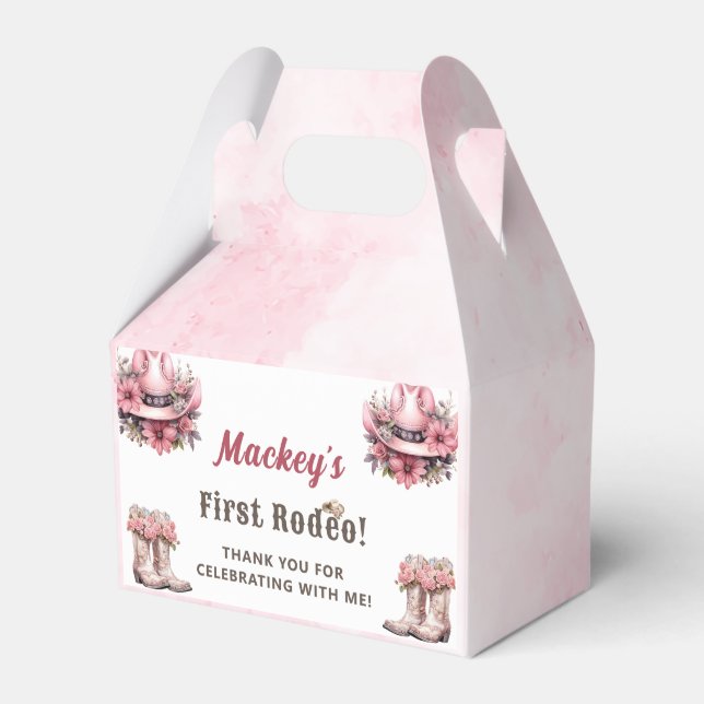 Western Rustic Floral Cowgirl Birthday Party Favour Box (Front Side)