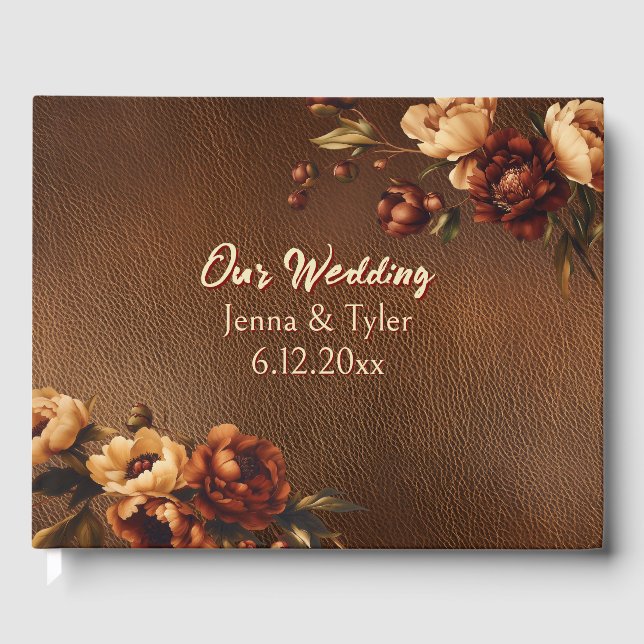 Western Rustic Floral Personalised  Guest Book (Front)