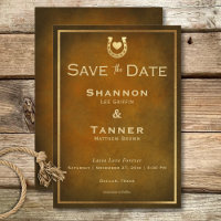 Western Rustic Horseshoe Brown & Gold Wedding