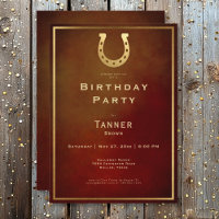 Western Rustic Horseshoe Burgundy Gold Birthday