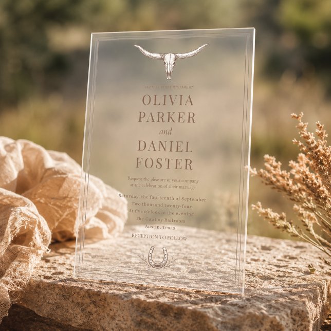 Western Rustic Horseshoe Country Wedding Acrylic Invitations (Creator Uploaded)