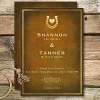 Western Rustic Horseshoe Heart Brown Gold Wedding