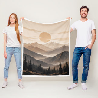 Western Rustic Mountain Home Décor Fleece Blanket