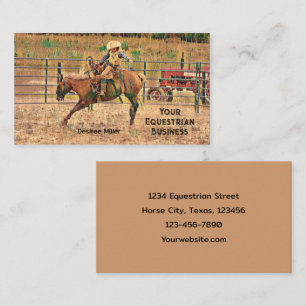 Western Rustic Rodeo Cowboy Horse Riding Business Card