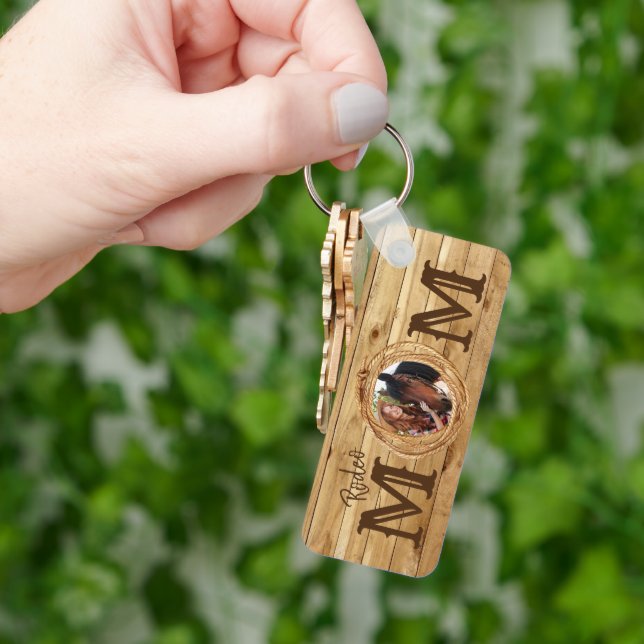 Western Rustic Rodeo Mum Photo Key Ring (Hand)