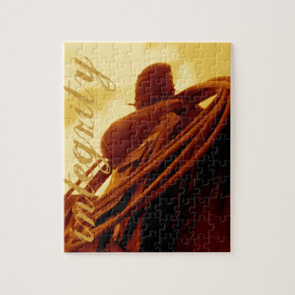 Western rustic roping saddle art jigsaw puzzle