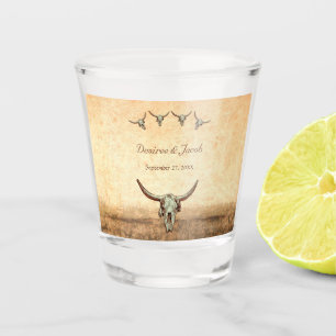 Western Rustic Wedding Country Cow Bull Skull Shot Glass